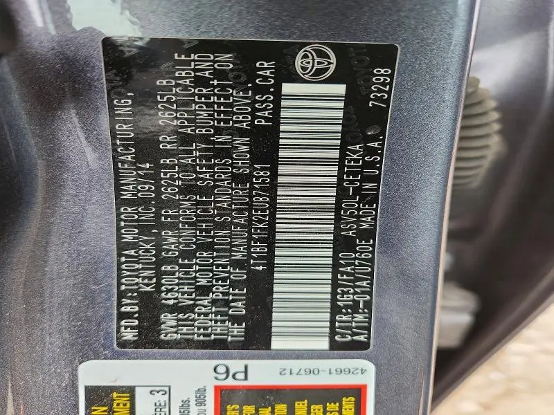 2014 TOYOTA CAMRY   