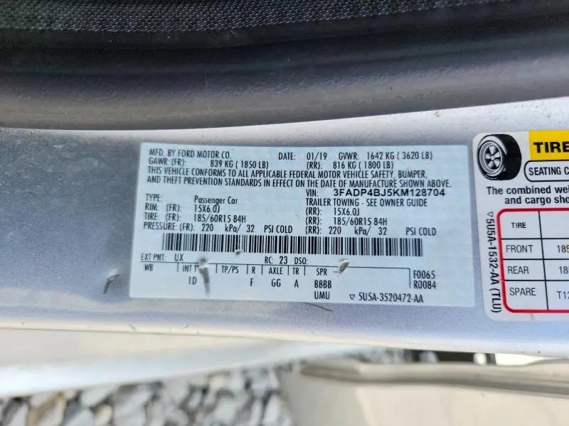 2019 FORD FIESTA SE  