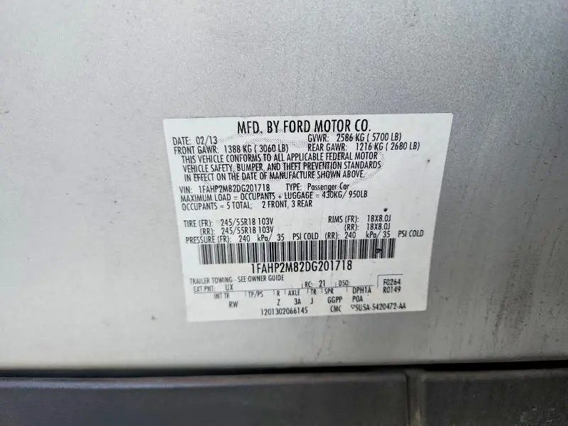 2013 FORD TAURUS POLICE INTERCEPTOR  