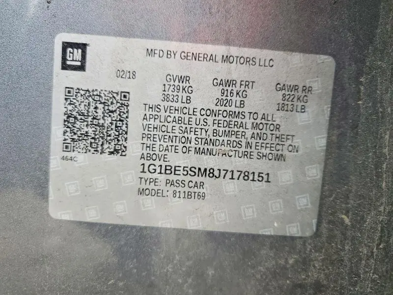 2018 CHEVROLET CRUZE LT  