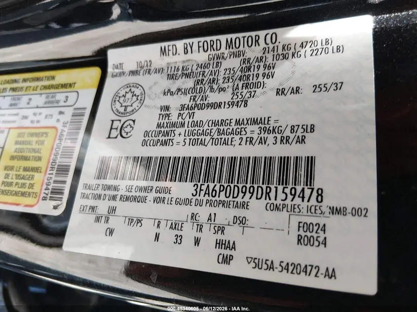 2013 FORD FUSION TITANIUM