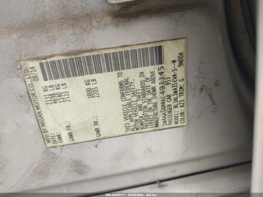 2014 NISSAN MAXIMA 3.5 SV