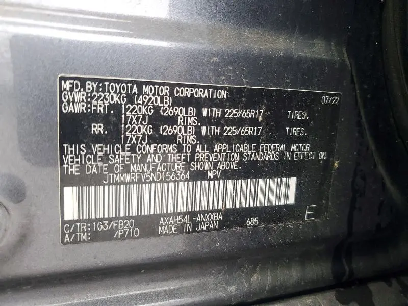 2022 TOYOTA RAV4 LE  