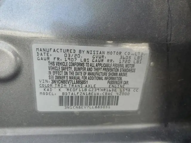 2020 NISSAN VERSA SV  