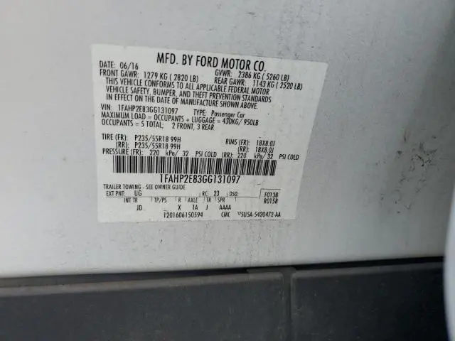 2016 FORD TAURUS SEL  