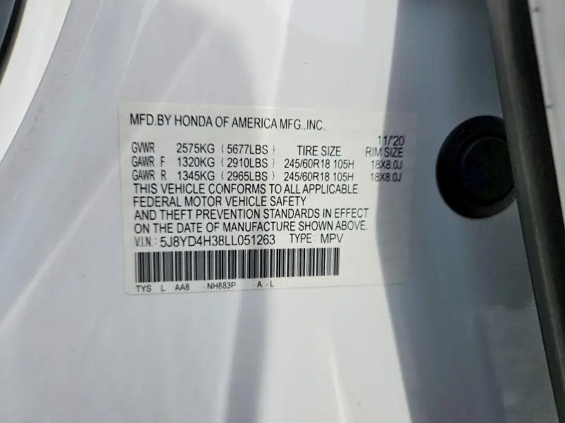 2020 ACURA MDX   
