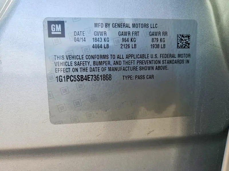 2014 CHEVROLET CRUZE LT  