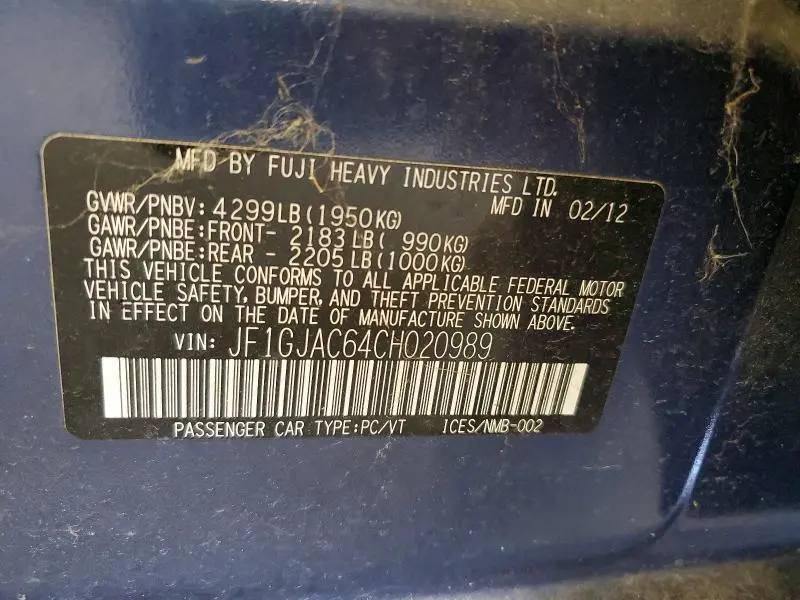 2012 SUBARU IMPREZA PREMIUM  