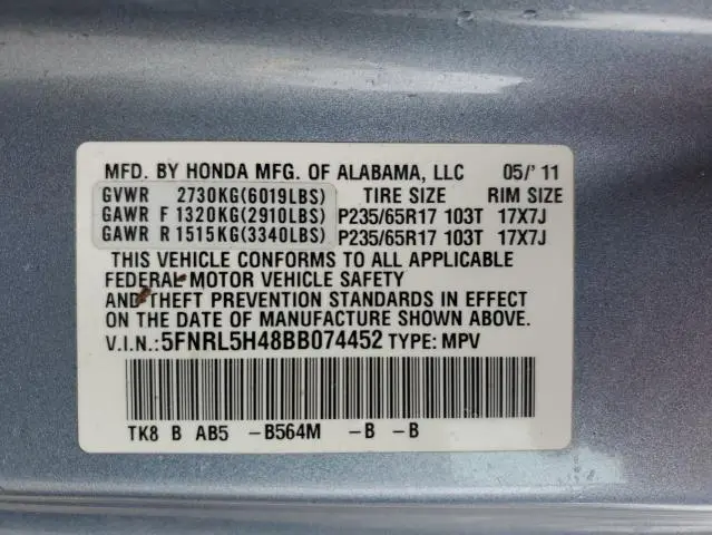 2011 HONDA ODYSSEY EX  