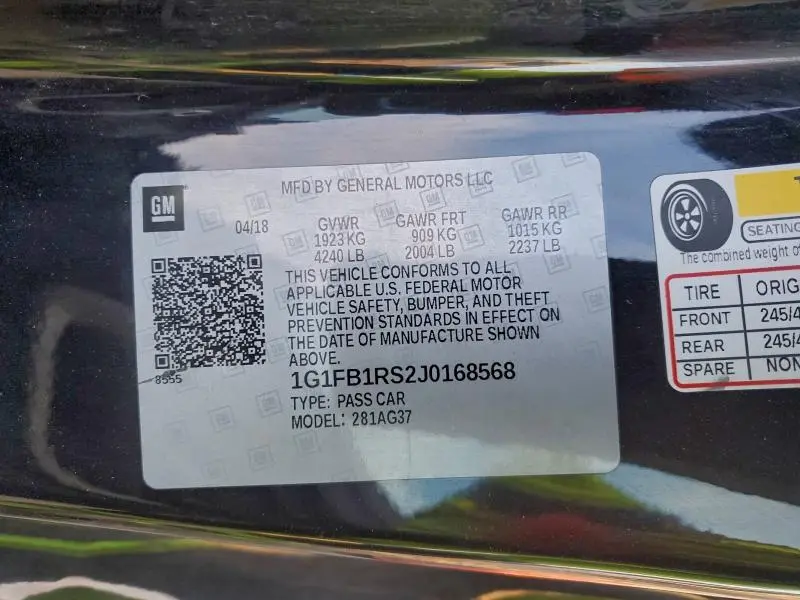 2018 CHEVROLET CAMARO LT  