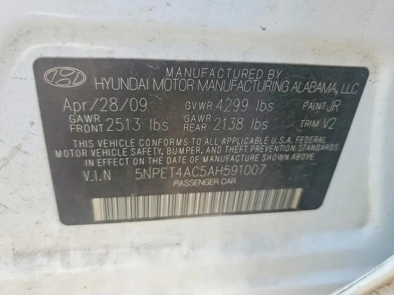 2010 HYUNDAI SONATA GLS  