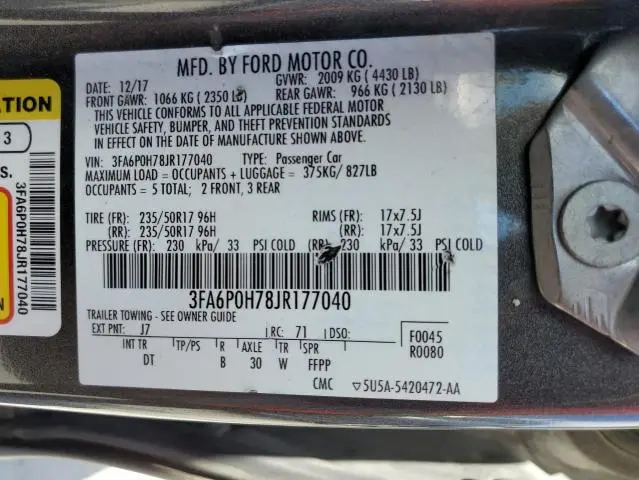 2018 FORD FUSION SE  