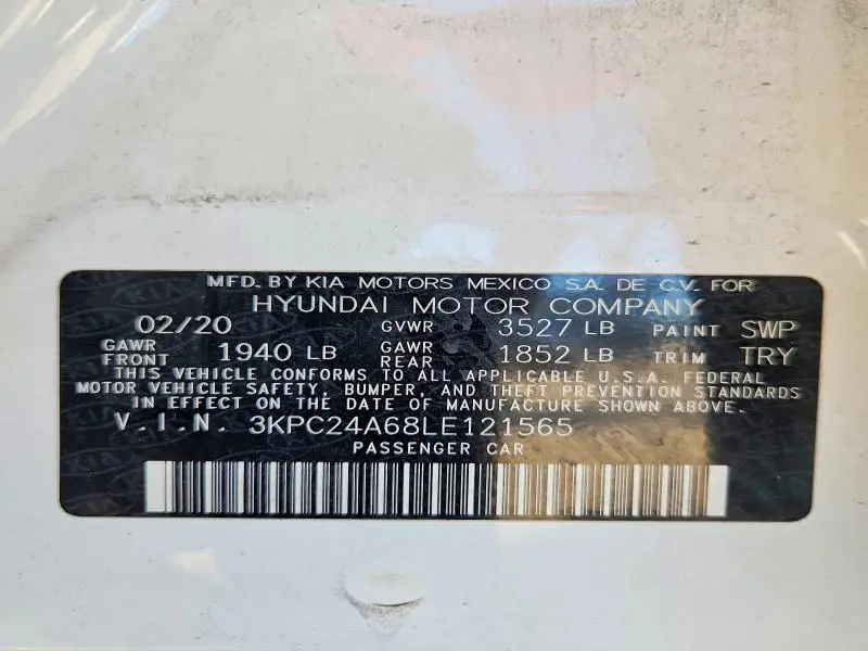 2020 HYUNDAI ACCENT SE  