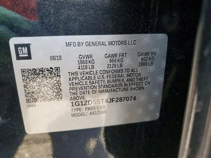 2018 CHEVROLET MALIBU LT  
