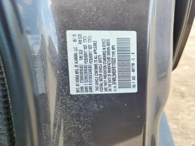2015 HONDA ODYSSEY EXL  