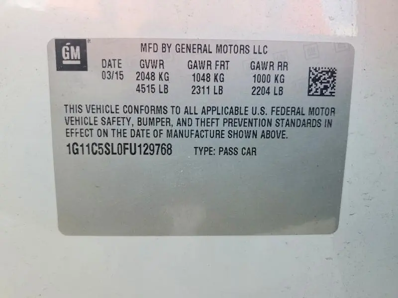 2015 CHEVROLET MALIBU 1LT  