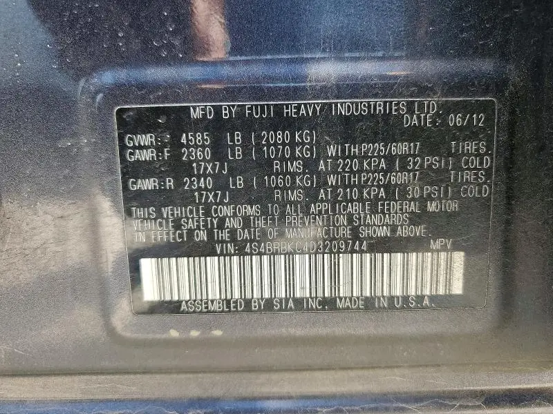 2013 SUBARU OUTBACK 2.5I LIMITED  