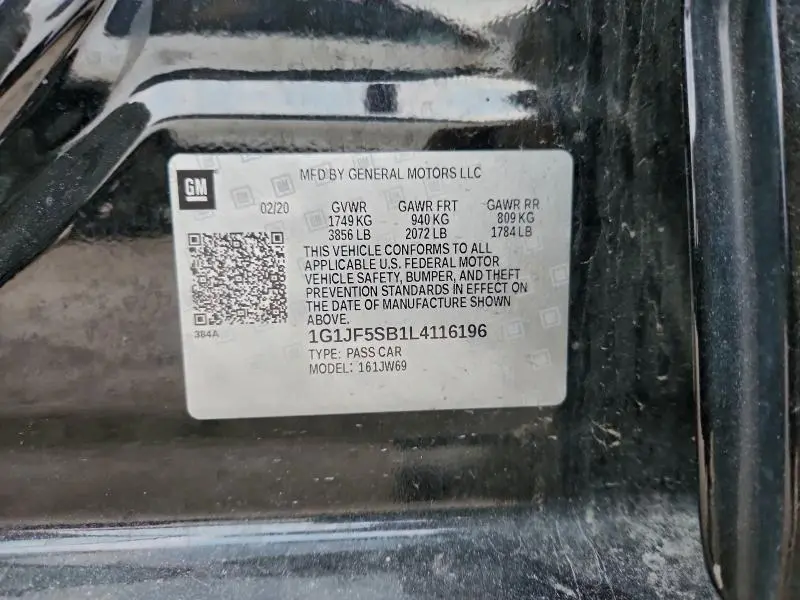 2020 CHEVROLET SONIC PREMIER  