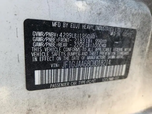 2012 SUBARU IMPREZA   
