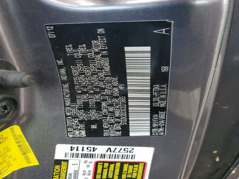 2012 TOYOTA SIENNA BASE 7-PASSENGER  