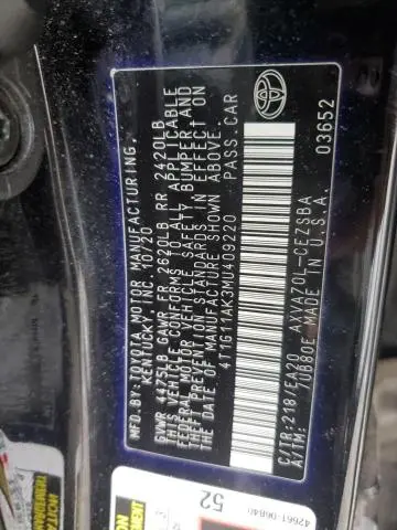 2021 TOYOTA CAMRY SE  