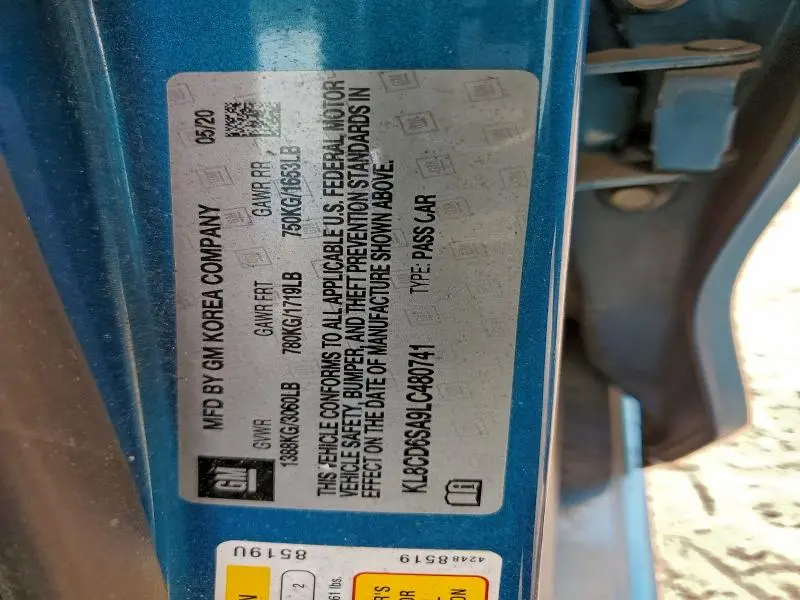 2020 CHEVROLET SPARK 1LT  