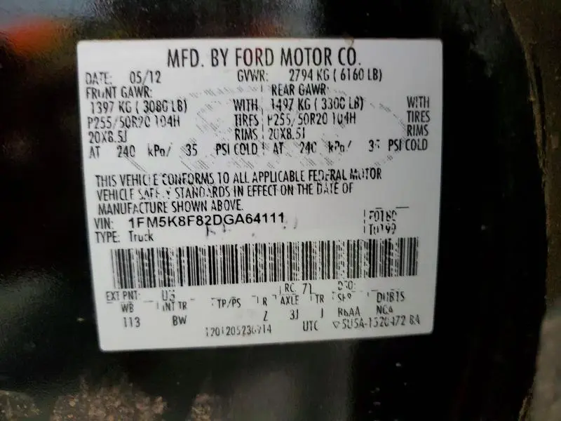 2013 FORD EXPLORER LIMITED  