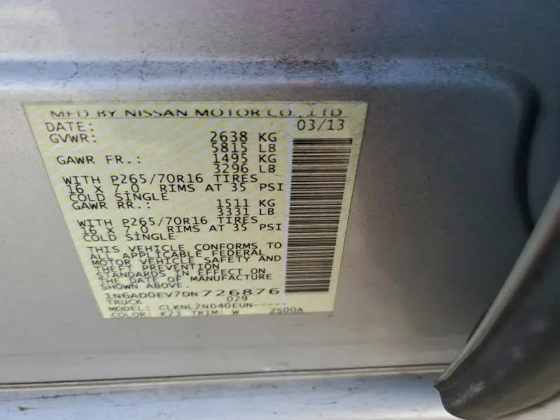 2013 NISSAN FRONTIER S  