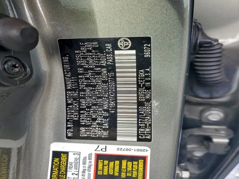 2012 TOYOTA CAMRY XLE V6  