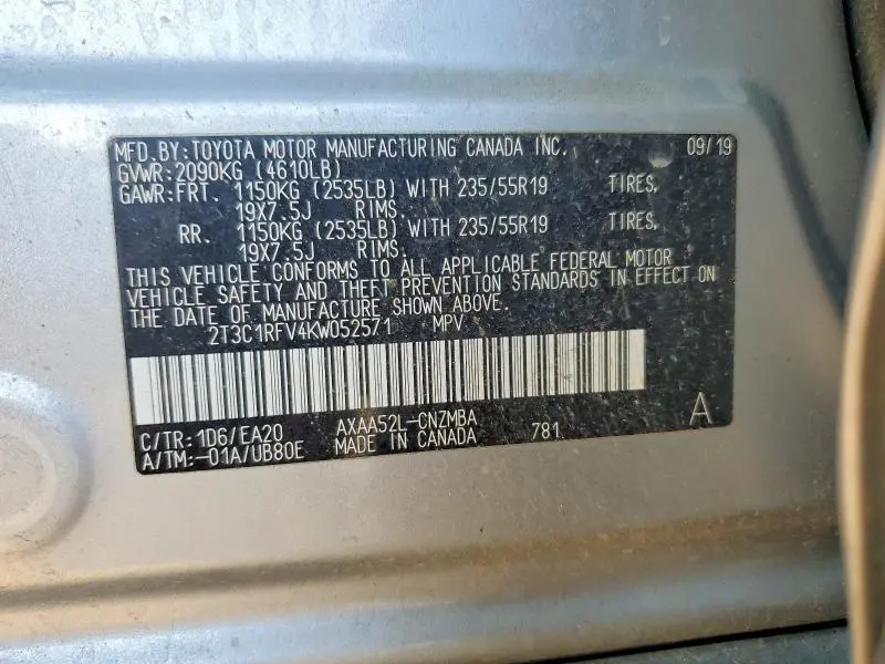 2019 TOYOTA RAV4 XLE PREMIUM  