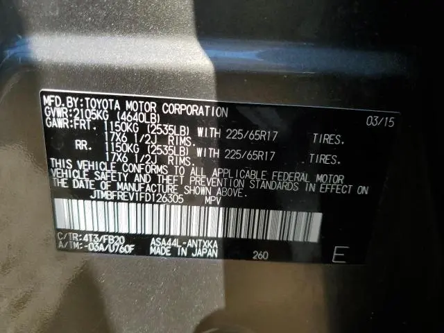 2015 TOYOTA RAV4 LE  