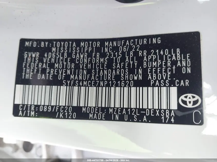 2022 TOYOTA COROLLA SE
