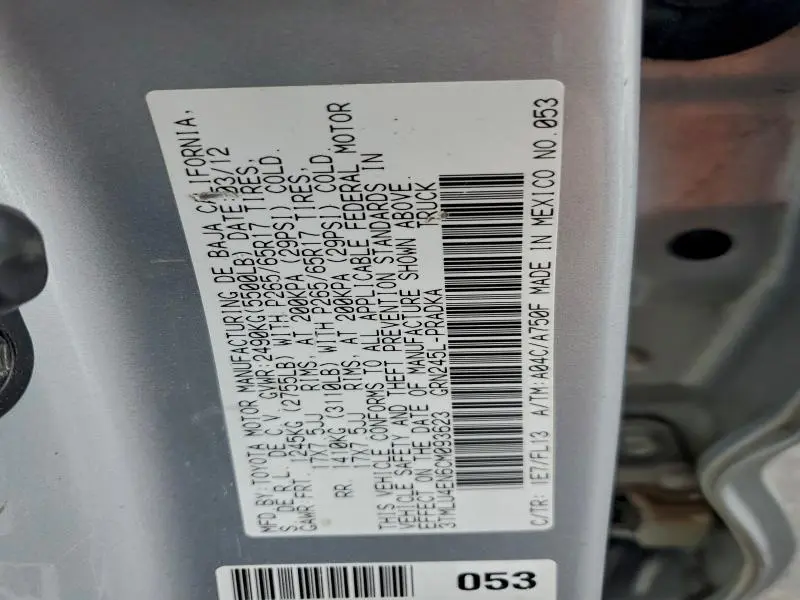 2012 TOYOTA TACOMA V6  