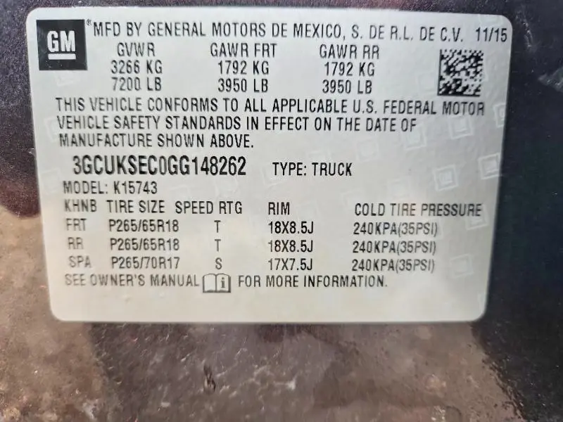 2016 CHEVROLET SILVERADO K1500 LTZ  