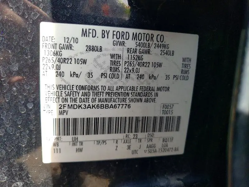 2011 FORD EDGE SPORT  