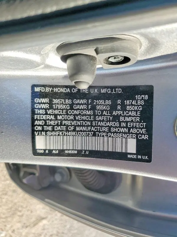 2019 HONDA CIVIC SPORT  