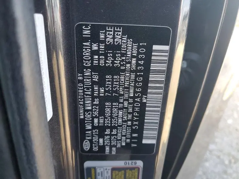 2016 KIA SORENTO EX V6  