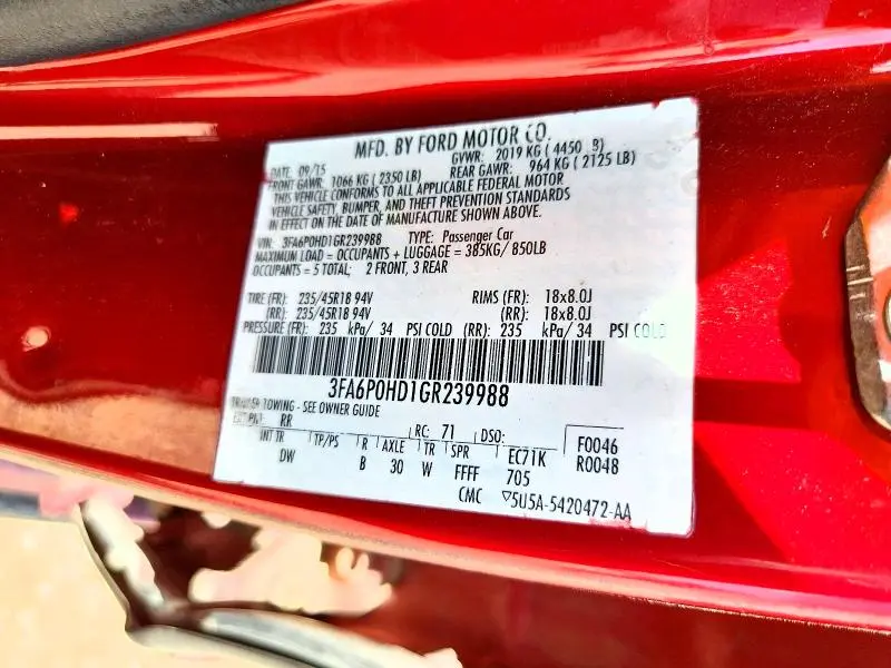 2016 FORD FUSION SE  