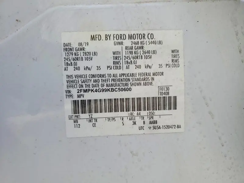 2019 FORD EDGE SE  