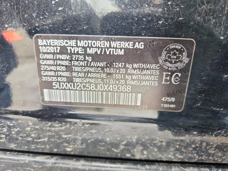 2018 BMW X6 XDRIVE35I  
