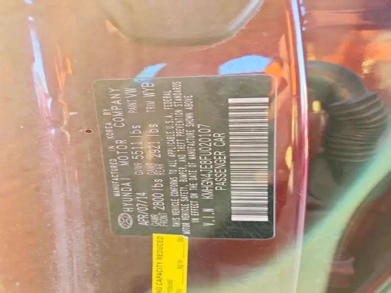 2015 HYUNDAI GENESIS 3.8L  