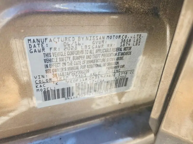 2016 NISSAN SENTRA SL  