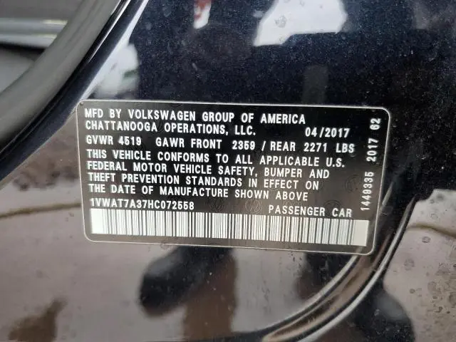 2017 VOLKSWAGEN PASSAT S  