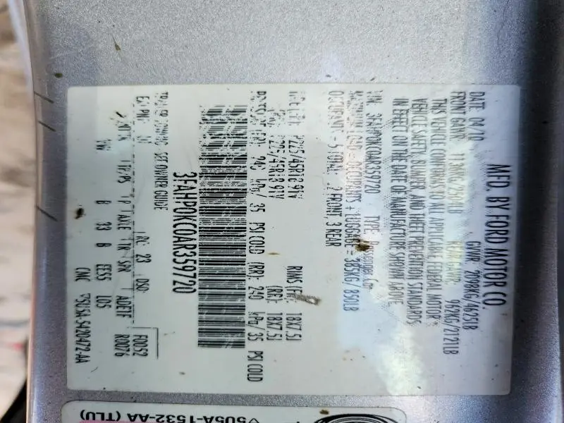 2010 FORD FUSION SPORT  