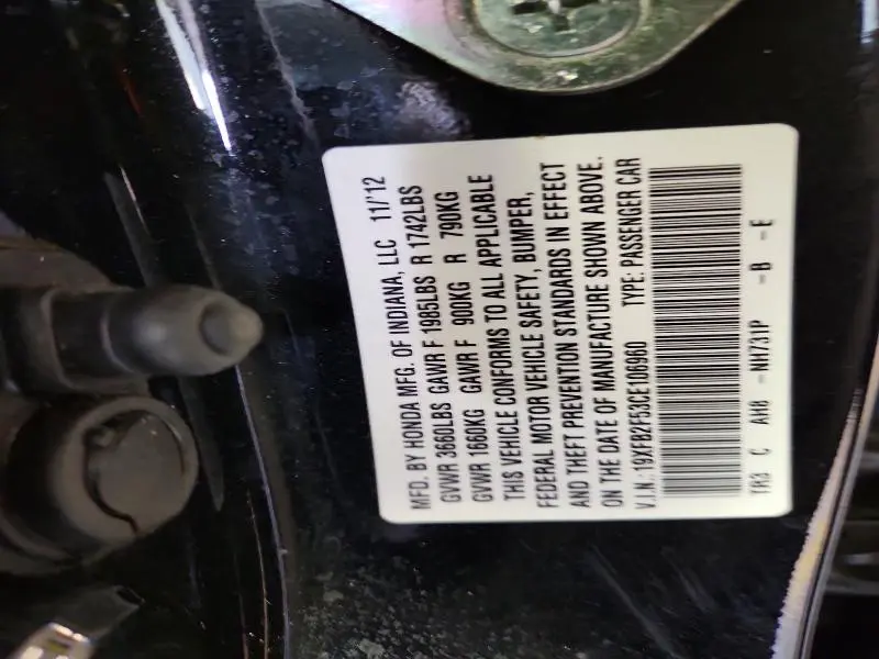 2012 HONDA CIVIC LX  