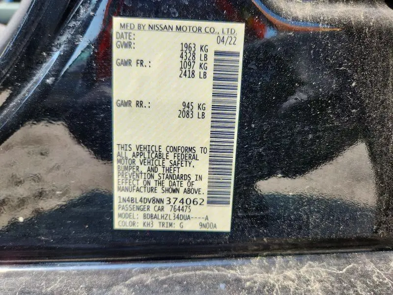 2022 NISSAN ALTIMA SV  