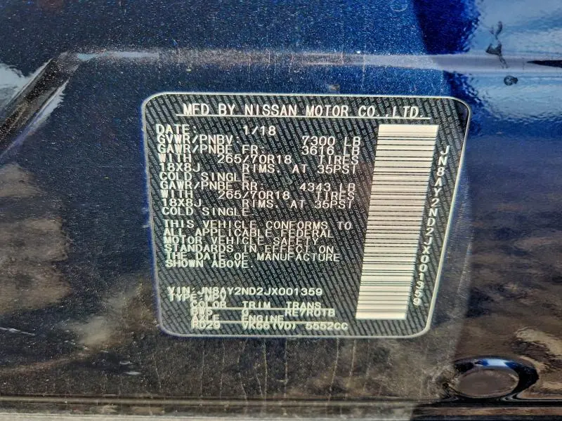 2018 NISSAN ARMADA SV  