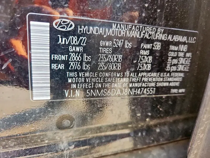 2022 HYUNDAI SANTA FE SEL  