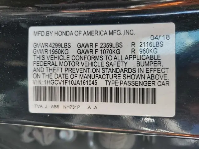 2018 HONDA ACCORD LX  