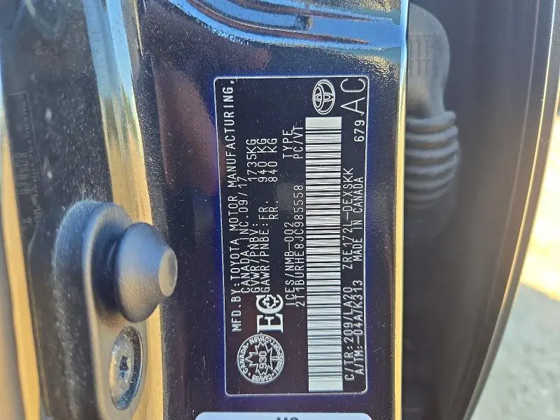 2018 TOYOTA COROLLA L  